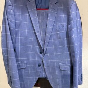 Light Blue Windowpane Suit with Modern Fit
